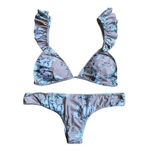 Jaase Floral Bikini in Blue and Gray